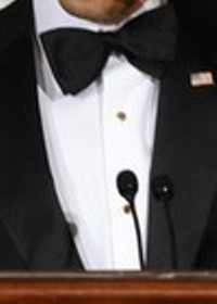 Neck of State: President Obama's black bow tie at a dinner with the nation's governors. February 22, 2009. Neck of State: President Obama's black bow tie at a dinner with the nation's governors. February 22, 2009.